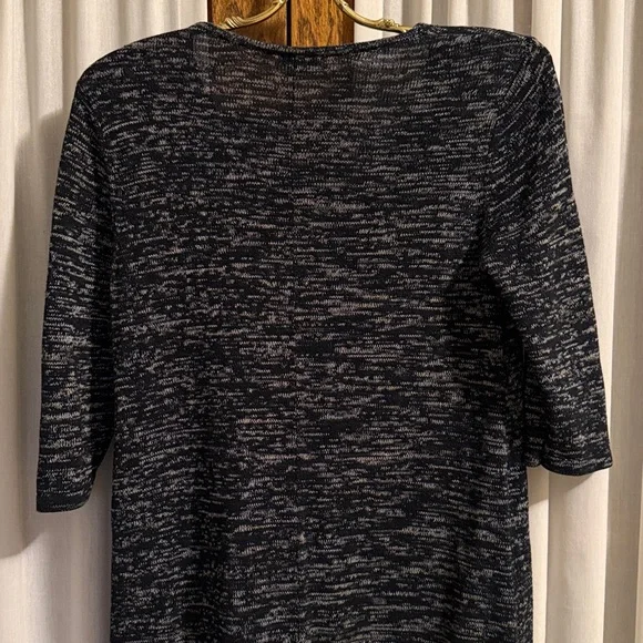 J. Jill Black Gray Heather Lightweight Knit 3/4 Sleeve Asymmetrical Hem Dress - Picture 6 of 10